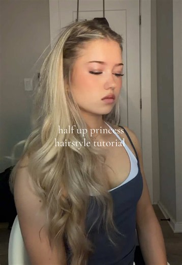 the cutest half up princess hairstyle #hair #hairstyle #halfup | Half Up Half Down Hairstyle