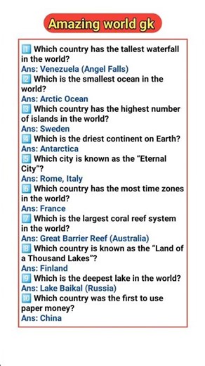 10 Amazing World GK Facts 🌍 | Must Know Unique General Knowledge