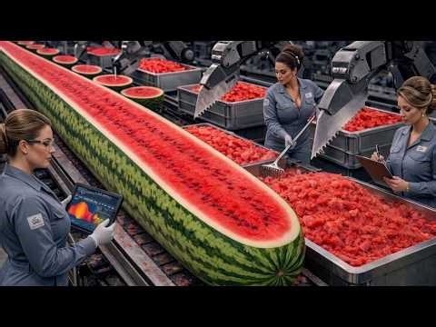 How Millions of Watermelons Are Perfectly Cut and Crushed | Inside Food Factory