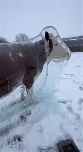Man Rescues Cow Trapped in Ice