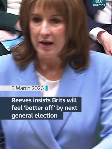 Chancellor Rachel Reeves claims families in the UK will be better off by the next general elections thanks to her policies #politics @itvnews