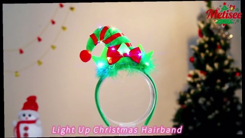 Light Up Christmas Hat Headbands LED Elf Hairband Holiday Costume Hair Accessories for Women (hat-1, one size)