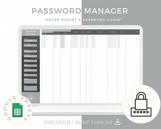 Password Tracker Spreadsheet for Excel, Password Book, Password Log Excel Template, Password Log Spreadsheet Template, Password Keeper - Etsy