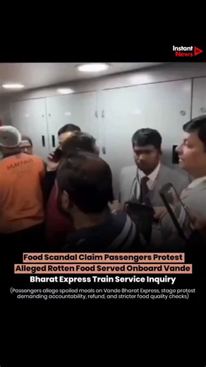 the Instant News on Instagram: "Passengers on Vande Bharat Express alleged they were served rotten food despite paying a premium fare. The incident led to protests and strong reactions onboard. Travellers questioned how such negligence could occur on a flagship train meant to represent modern Indian Railways. The issue has raised serious concerns about food quality, hygiene checks, contractor responsibility, and passenger safety, with many demanding strict action and better monitoring systems . 