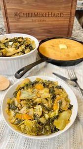 Mixed Cabbage & Collard Greens is the vibe you didn’t know you needed. 🍲 Save this post for the grocery list below 🛒 & get the full FREE recipe on my blog 🔗 chefmikehard.com! #linkinbio 📝 Ingredients • cabbage • collard greens • orange bell pepper • onion • turkey tails • butter • worcestershire sauce • chicken broth • water • baking soda • white vinegar • sea salt • black pepper • seasoned salt • cajun seasoning • granulated onion • granulated garlic • paprika • chicken bouillon • brown sug