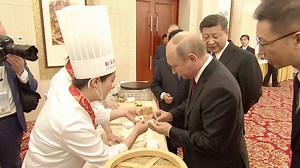 510K views · 4.3K reactions | Russian President Vladimir Putin learned to make Go Believe steamed buns and jianbing (Chinese crepe) at the banquet with Chinese President Xi Jinping on Friday. #SCO2018 #XiJinping | CGTN | Facebook