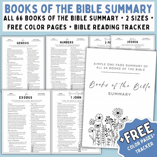 Bible Study Guide, Bible Study Tool, Books of the Bible Summary Sheets, Printable Scripture Study, Old New Testament, Bible Reading Tracker - Etsy