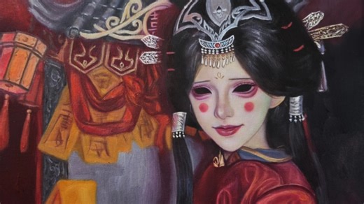 雕刻家纸嫁衣私设 @emk #第五人格 #cos #雕刻家 #纸嫁衣 作品编号NO.734，布面油画，尺寸40×50cm。