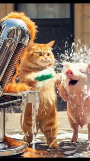 “Happy day”Before & After pig Spa Day 😳✨” #cat