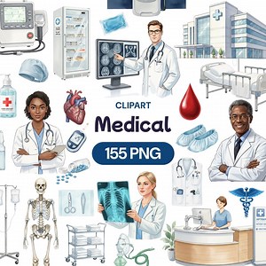 155 Medical Clipart, Diverse Healthcare Professionals PNG, Hospital Equipment Illustration, Nurse Doctor Surgeon Art, Black Senior Physician - Etsy Australia
