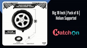 KatchOn, Big Tire Balloons for Birthday Boy Decorations - 18 Inch, Pack of 6 | Wheels Balloons for Two Fast Birthday Decorations | Race Car Birthday Party Decorations | Auto Mechanic Party Decorations