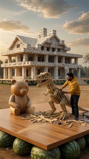 Papa ne family ke liye Tarbooj ke upar bana diya Mahal 😳🍉🏠”