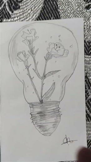 drawing a plant inside bulb #drawing