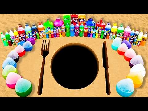 Experiment: Fork vs Plate vs Knife pits Eruption from Rainbow Balloons of Sodas, Coca Cola vs Mentos