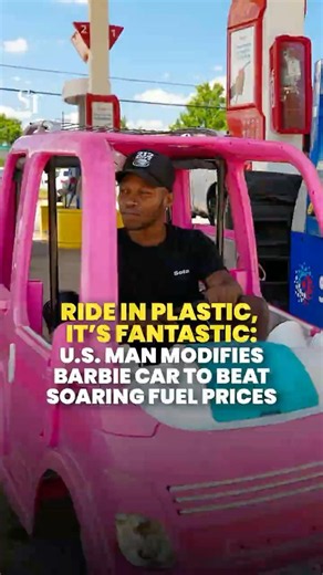 US handyman transforms Barbie toy car for the road amid soaring petrol prices