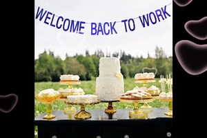 Welcome Back to Work Banner - Work Anniversary Decorations, Job Party Office Party Decor, Welcome Back to Work Decoration Supplies Blue Glitter