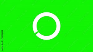 Loading spinning, load wheel animation. Download waiting. White circle isolated on a green screen background chroma key. 4k motion graphics with alpha and transparent background.