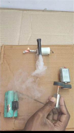 how to work mini smoke engine this use big soft DC motor with tyre_Dc Motor hack #tech #dc #dcmotor