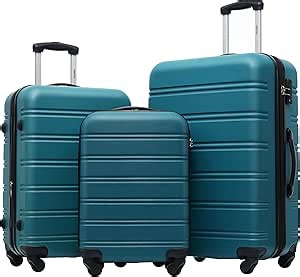 Merax Luggage Sets 3 Piece Expandable Hardshell Luggage with Spinner Wheels TSA Lock Suitcase Set(20/24/28,Antique blue green)