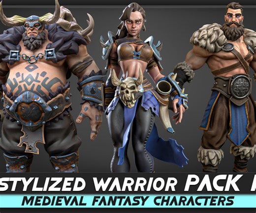 ArtStation - Stylized Warrior Pack 1 - Human Hero Fantasy Characters - Female Sword Medieval Heroes - #46 | Game Assets