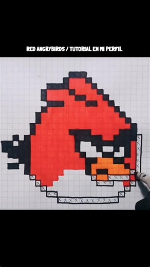 Red Angry Birds Fan Art Drawing: Pixelated Bird Designs
