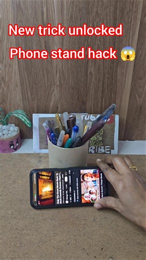 Phone stand hack😱would you try👆 this?waitforEnd #trythisidea #ytshorts #trending#diy#ytshorts#shorts