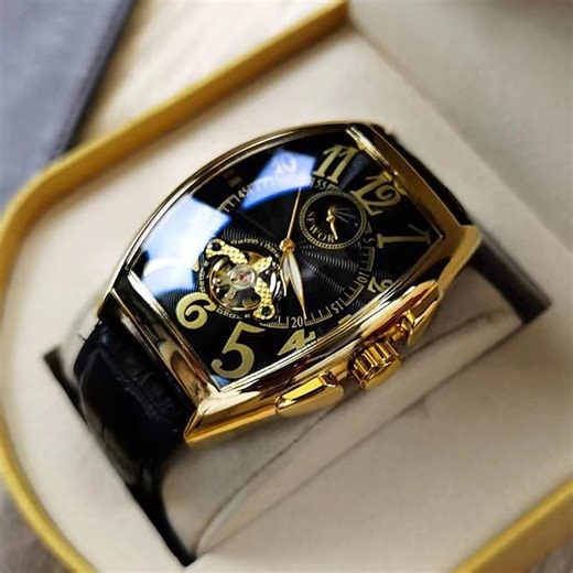 Heren Mechanisch Horloge Luxe Groot Wijzerplaat Mode Business Holle Skelet Automatisch Zelfopwindend Waterdicht Leren Horloge 2026 - $41.99