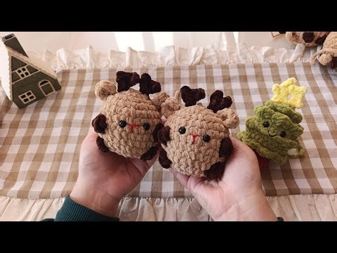 Mini Reindeer Amigurumi Tutorial | No-Sew Crochet | Velvet Yarn | Amigurumi Geyik