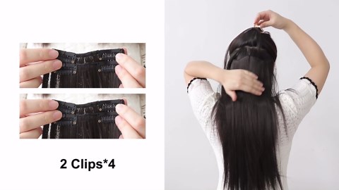 HSPJHTM White Hair Extension Clip in Hair Extensions for Women Halloween 5 Pieces 22" Synthetic Long Straight Silver Thick Hair Pieces for Women Cheap Grey Silver Full Head