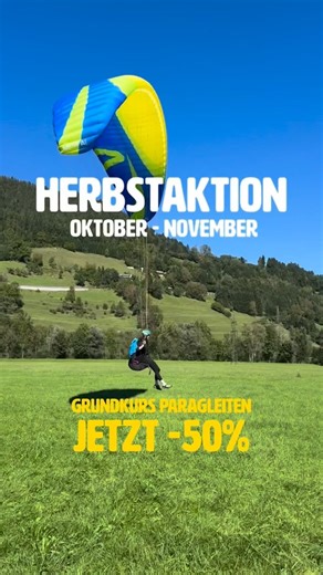 134K views · 186 reactions | 廒 Jetzt abheben – zum halben Preis!  Spare 50 % auf unseren Grundkurs Paragleiten  Gültig von Oktober bis November – sichere dir jetzt deinen Kursplatz  Alle Infos & Anmeldung über den Link in der Bio. #gleitschirmfliegen #Paragleiten #Grundkurs #AbenteuerLuft #Rabatt #50Prozent #HerbstAngebot #Paragliding #sale #rabattcode #outdoor #radsport #klettern #bergsteigen #österreich | Sky Club Austria | Facebook