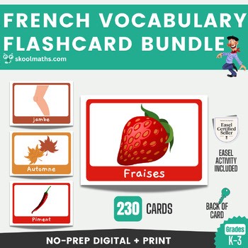 Bilingual French and English Vocabulary Flashcards Activities Print and Digital