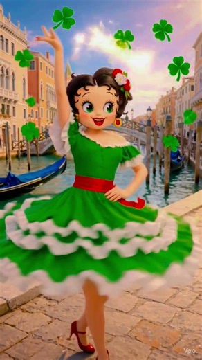 🍀 Betty Boop celebra San Patricio cantando y bailando 💚 #disney