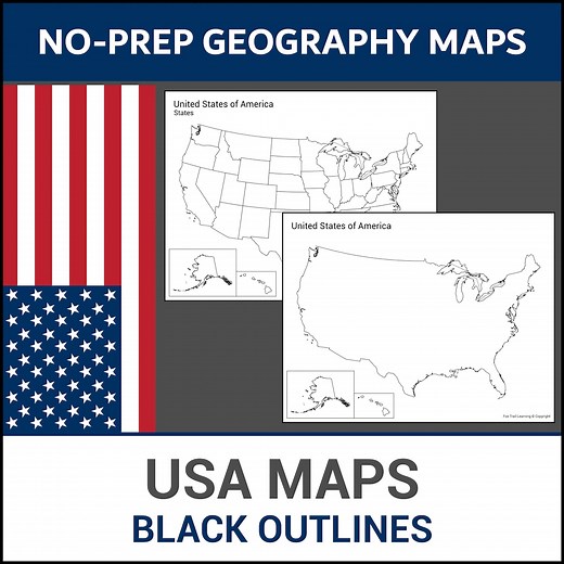Printable Blank USA Maps | States | Label and Identify | Geography Lesson | No Prep Worksheets - Etsy