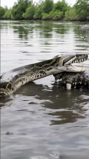 Epic Showdown: Crocodile vs Python – Battle of Silent Killers! #wildlife #animals #wildlifeshorts