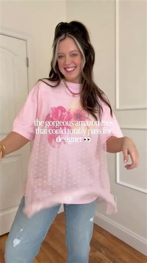 Comment TEES to shop these gorgeous oversized tees that have lace overlays! 💗✨ Literally look like