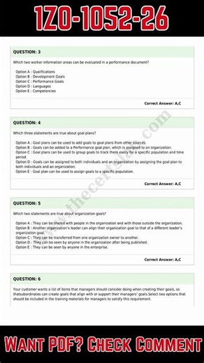 Practice Test - Oracle Talent Management Cloud 1Z0-1052-26 Exam Questions