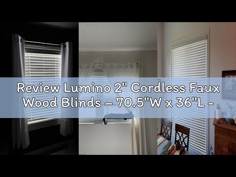 Review Lumino 2" Cordless Faux Wood Blinds – 70.5"W x 36"L - White, Room Darkening Window Blinds for