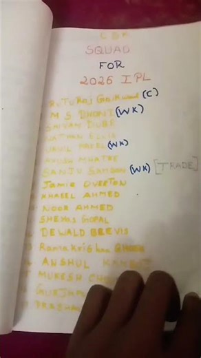 csk squad for 2026 🔥🔥