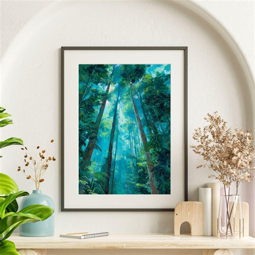 Tropical Rainforest Wall Art | Jungle Poster, Travel Print, Relaxing Bedroom Print, Nursery Print, Massage Spa Salon Art, Bold Trees - Etsy