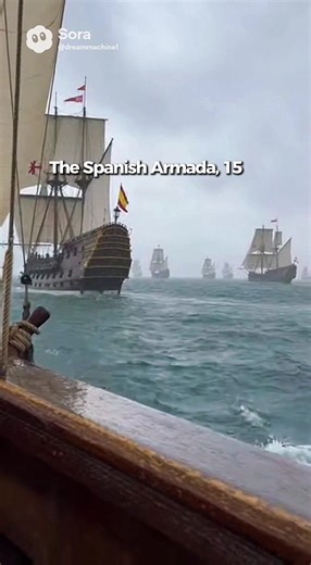 The Spanish Armada was a large fleet sent by King Philip II of Spain in 1588 to invade England and overthrow Queen Elizabeth I. The plan was to escort Spanish troops from the Spanish Netherlands across the English Channel. However, the English navy attacked the fleet and bad storms scattered many ships. The Armada was defeated, forcing Spain to retreat and marking a major victory for England. #historytok #spain #england🇬🇧 #ai #fyp