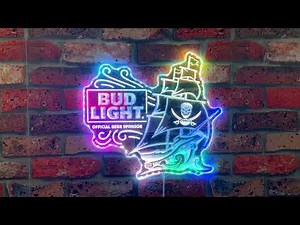 Bud Light & Tampa Bay Buccaneers Neon LED Sign with Dynamic RGB Colors