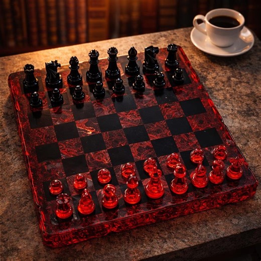 Red Glass Chess Set Transparent Board Modern Luxury Game Outdoor Table Gift - Etsy