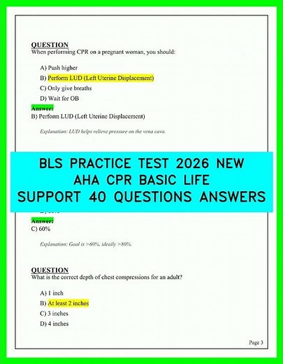 BLS Practice Test 2026 AHA CPR Basic Life Support 40 Questions with Detailed Answers Full Review