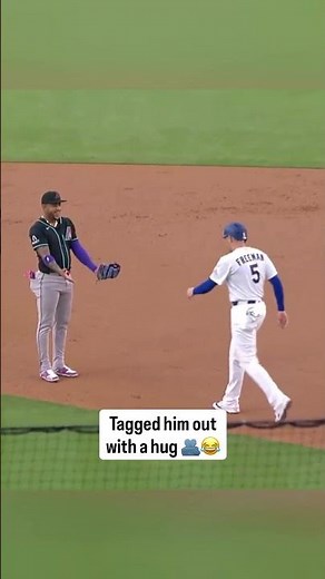 Tagged Freddie Freeman out with hug ❤️😂 #hugitout #baseball #wholesome
