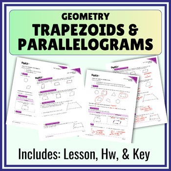 Trapezoids & Parallelograms Guided Notes & Worksheets | 9th-11th Grade Geometry