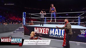 4.6M views · 10K reactions | Bayley called for it, and Finn Bálor DELIVERED as B'N'B took on Mahalicia in the WWE Mixed Match Challenge! | WWE Mixed Match Challenge | Facebook