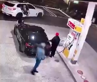 Car theft caught on surveillance at a gas station in Red Bank, New Jersey. Driver was standing right at the pump. Thief jumped in and took off. This is why you never leave your car running, even for a second.