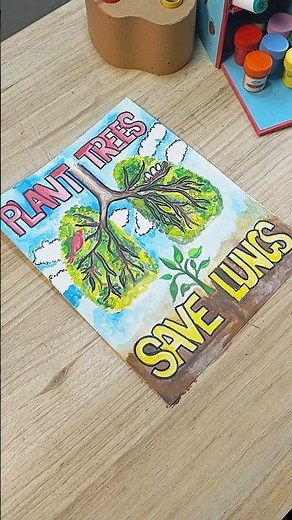 Plant Trees 🌱, Save Lungs | World Environment Day Poster Making | Easy STEM Project for Kids