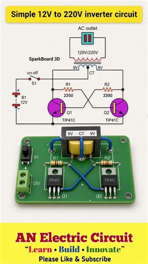 Simple 12V To 220V Inverter Circuit | #trending #viral #electrical #electricalguru #electricalpanel