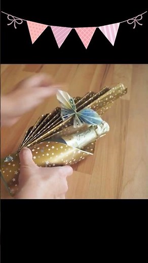 Schmetterling falten💶Geld Geschenke machen🍾 Flasche als Geschenk einpacken 🎁Money Fan Bottle Wrap